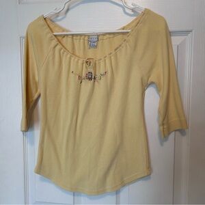 Vintage Y2K yellow 3/4 sleeve top